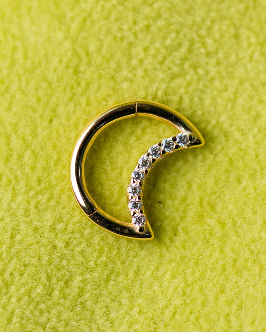 14K Moon Hinge Hoop