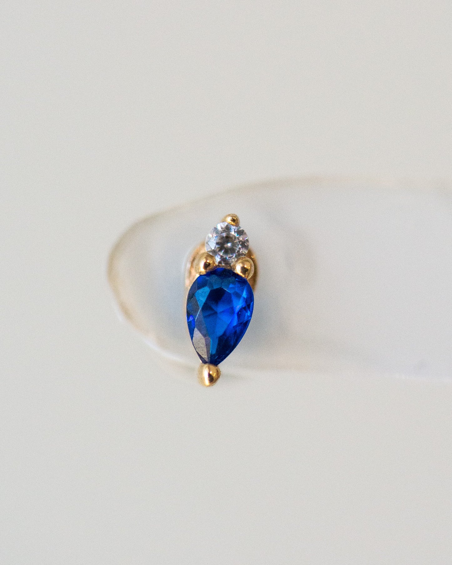 14K Sapphire Teardrop Stud