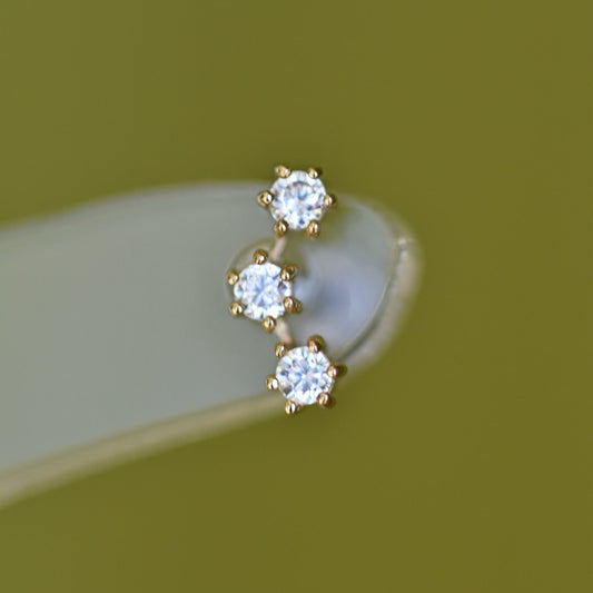 14K Dia Curve Stud