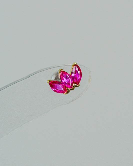 14K Magenta Marquise Stud