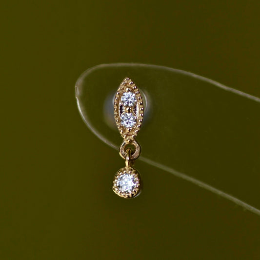 14K Trinity Dangle Stud